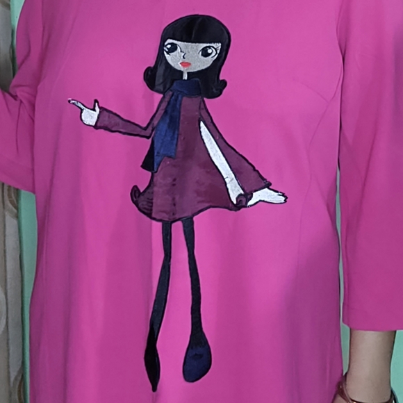 Pink dress with cute organza doll on it size UK L - Picture 2 of 3